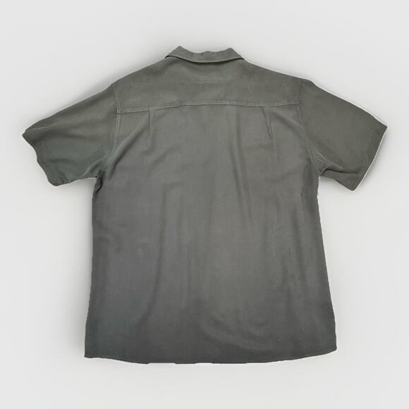 Tulliano Men’s 100% Silk Short Size LG Black Tan Silver Embroidered Front - Picture 2 of 7